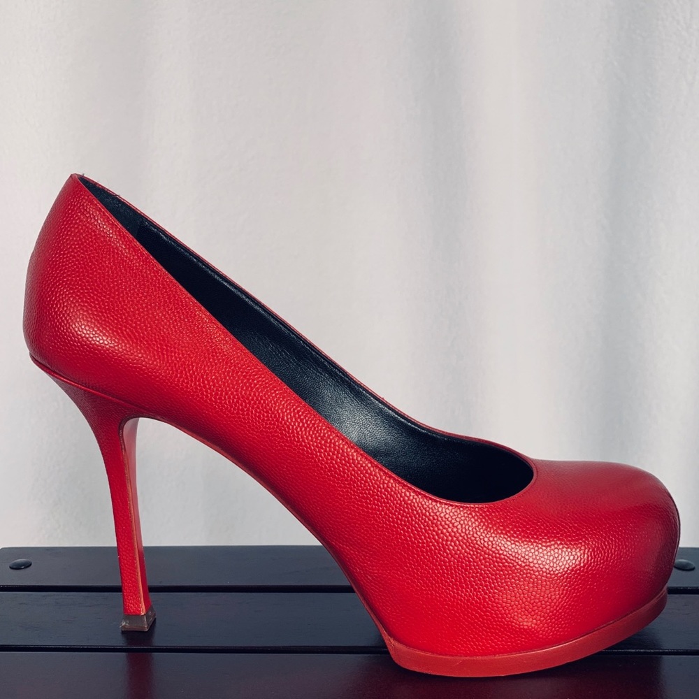 Yves Saint Laurent Trib 80 Red Leather Platform